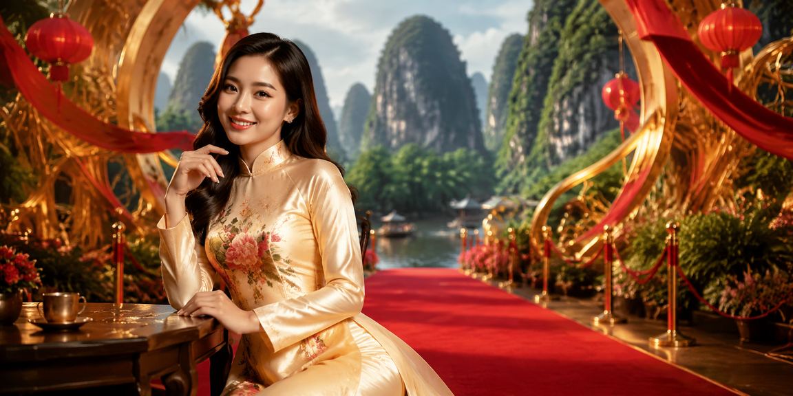 Người chơi trải nghiệm casino trực tuyến tại Ninh Bình với trang phục áo dài